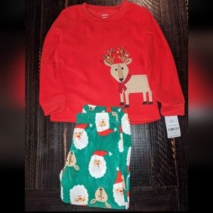Carter's Brand New 2 Piece Holiday Reindeer Fleece Pajamas, 3T